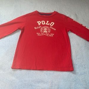 Polo Ralph Lauren Shirt Youth Boys Small Sz.6 Long Sleeve Red White Logo